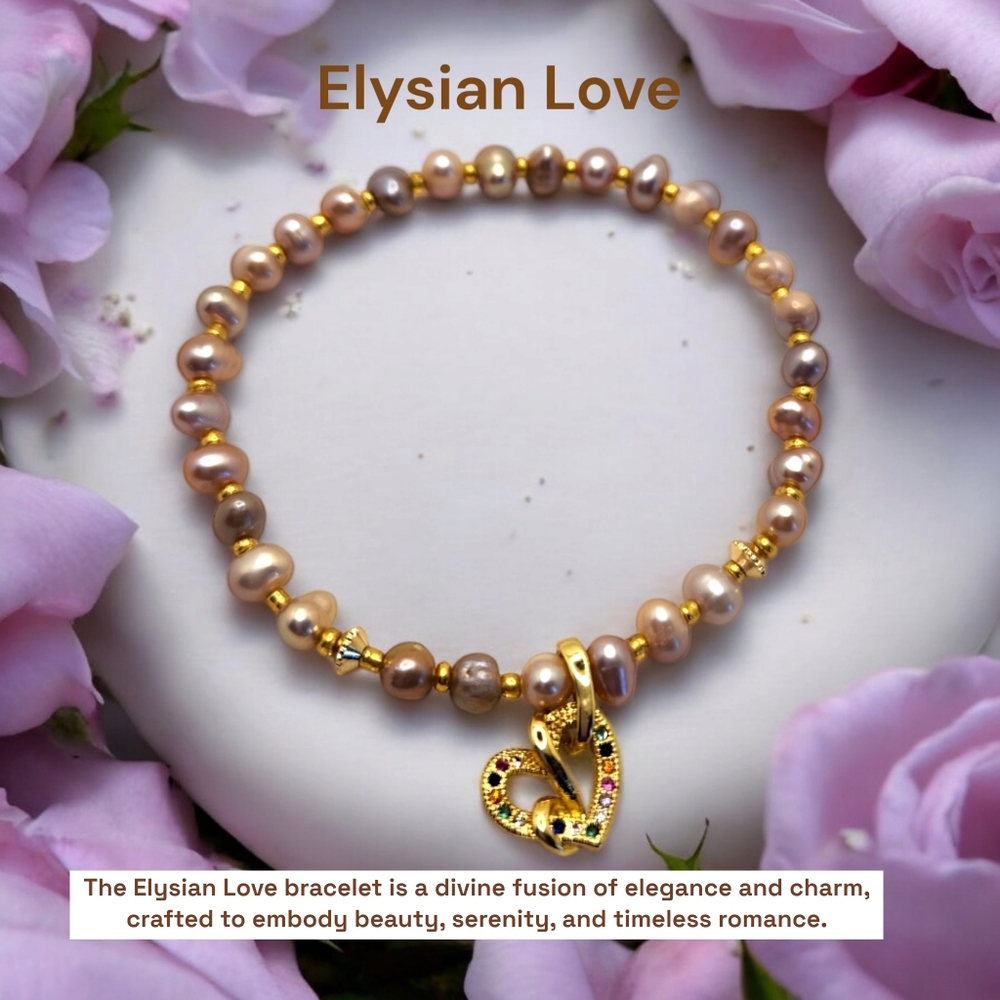 Purple Freshwater Pearl Gold Stainless steel charm bracelet